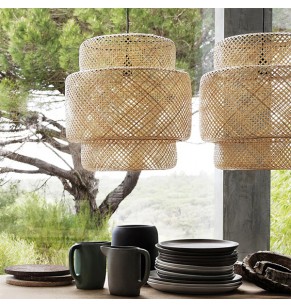 Craft bamboo wicker rattan Dome Pendant Lamp