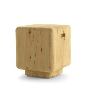 Cube Solid Elm Wood Stool / Side Table