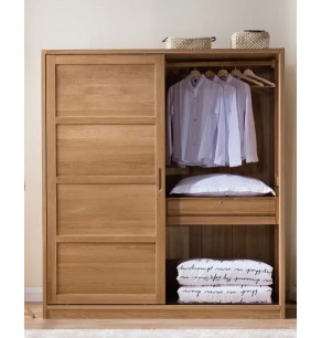 Cubic Solid Oak Sliding Door Wardrobe