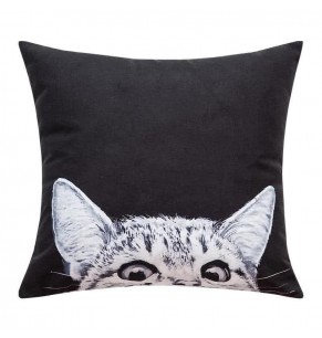 Curious White Cat Cushion