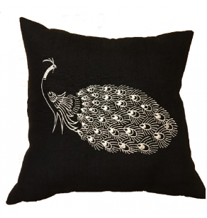 Peacock Cushion - Black