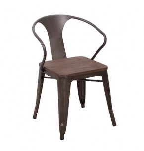 Xavier Pauchard Tolix Style Armchair - Elm Wood - Stackable Chair