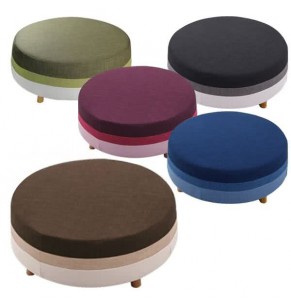 Allsorts round ottoman with wooden Leg