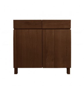 Nate Solid Oak Wood Storage Cabinet and Console - Walnut Finish