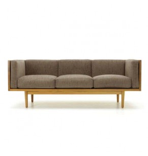 Stockroom Brentwood Fabric Solid Oak Wood Three Seater Sofa