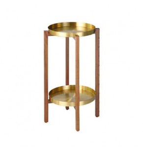 Arnaud Brass Side and Accent Table - Walnut Finish