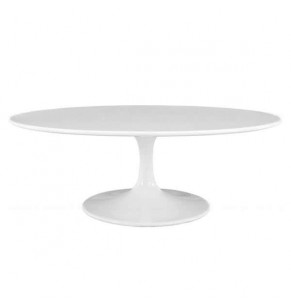 Tulip Style Oval White Coffee Table