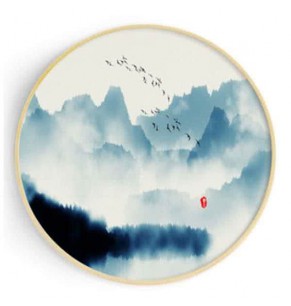 Stockroom Artworks - Circle Canvas Wall Art - Mountains and Lake - More Sizes