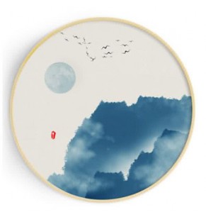 Stockroom Artworks - Circle Canvas Wall Art - Mountains and Moon - More Sizes