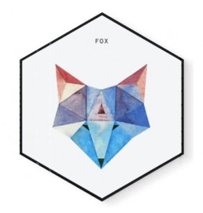 Stockroom Artworks - Hexagon Canvas Wall Art - Bluetone Geometric Fox - More Sizes