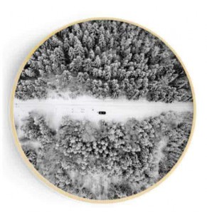 Stockroom Artworks - Circle Canvas Wall Art - Monochrome Rural Highway - More Sizes