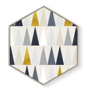 Stockroom Artworks - Hexagon Canvas Wall Art - Geometric Isosceles Triangles - More Sizes