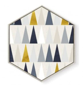 Stockroom Artworks - Hexagon Canvas Wall Art - Geometric Isosceles Triangles - More Sizes
