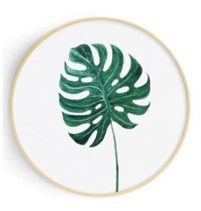 Stockroom Artworks - Circle Canvas Wall Art - Holey Monstera Leaf - More Sizes