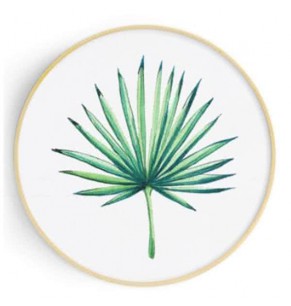 Stockroom Artworks - Circle Canvas Wall Art - Watercolor Palm Leaf - More Sizes