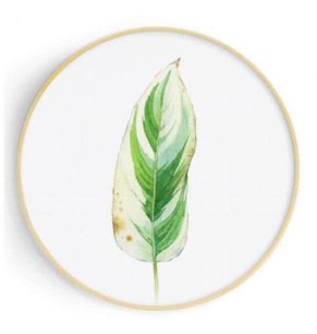 Stockroom Artworks - Circle Canvas Wall Art - Watercolor Linear Leaf - More Sizes