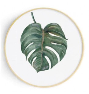 Stockroom Artworks - Circle Canvas Wall Art - Watercolor Monstera Leaf - More Sizes