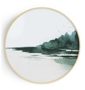 Stockroom Artworks - Circle Canvas Wall Art - Watercolor Lake - More Sizes