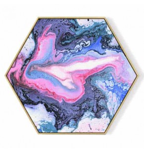 Stockroom Artworks - Hexagon Canvas Wall Art - Violet Pink Abstraction - More Sizes