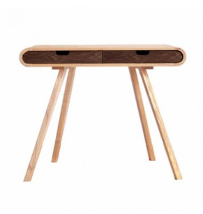 Lucille Petite Contemporary Compact Desk - Oak with Walnut Accent