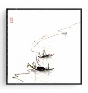 Stockroom Artworks - Square Canvas Wall Art - Double Boats - More Sizes