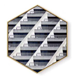 Stockroom Artworks - Hexagon Canvas Wall Art - Monochrome Balconies - More Sizes