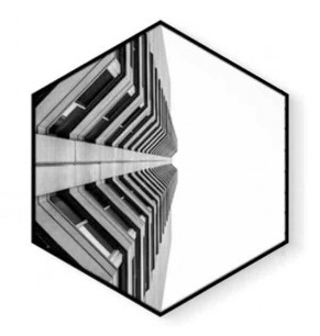Stockroom Artworks - Hexagon Canvas Wall Art - Monochrome Building - More Sizes