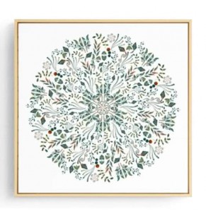 Stockroom Artworks - Square Canvas Wall Art - Basil Floral Mosaic - More Sizes