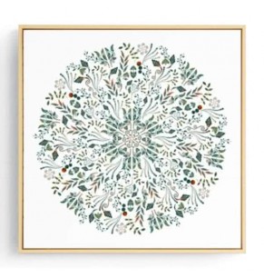 Stockroom Artworks - Square Canvas Wall Art - Basil Floral Mosaic - More Sizes