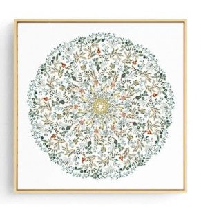 Stockroom Artworks - Square Canvas Wall Art - Pine Floral Mosaic - More Sizes