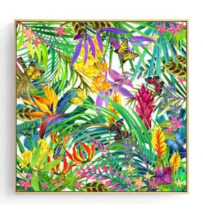 Stockroom Artworks - Square Canvas Wall Art - Butterflies and Leaves - More Sizes