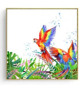 Stockroom Artworks - Square Canvas Wall Art - Two Parrots - More Sizes