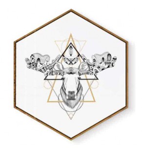 Stockroom Artworks - Hexagon Canvas Wall Art - Tattoo Goat - More Sizes