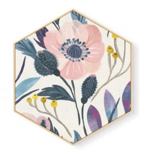 Stockroom Artworks - Hexagon Canvas Wall Art - Lotus - More Sizes