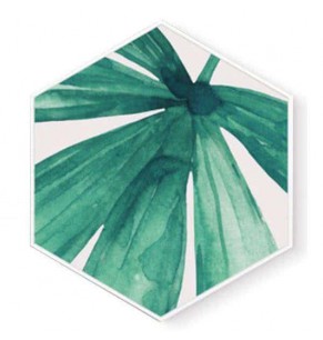 Stockroom Artworks - Hexagon Canvas Wall Art - Watercolor Spreading Leaf - More Sizes