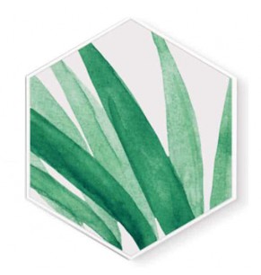 Stockroom Artworks - Hexagon Canvas Wall Art - Watercolor Whispy Leaf - More Sizes