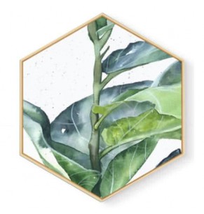 Stockroom Artworks - Hexagon Canvas Wall Art - Watercolor Botanical - More Sizes