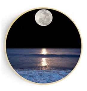 Stockroom Artworks - Circle Canvas Wall Art - Moon and Waves - More Sizes