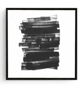 Stockroom Artworks - Square Canvas Wall Art - Horizontal Lines - Black Frame - More Sizes