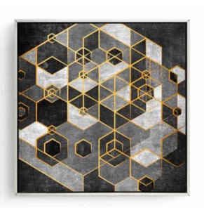 Stockroom Artworks - Square Canvas Wall Art - Hexagonal Gray - More Sizes