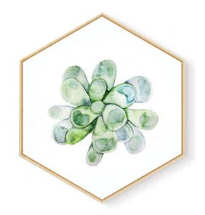 Stockroom Artworks - Hexagon Canvas Wall Art - Watercolor Plant - More Sizes