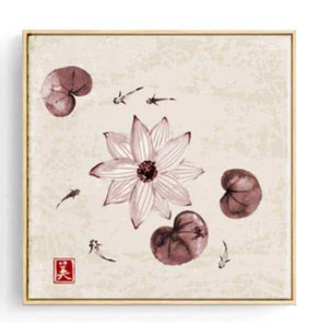 Stockroom Artworks - Square Canvas Wall Art - Lotus and Fishes - More Sizes