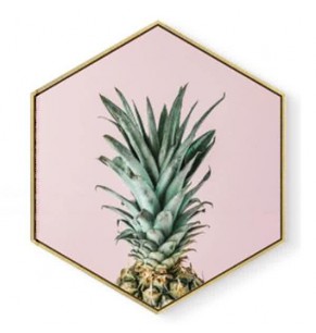 Stockroom Artworks - Hexagon Canvas Wall Art - Blush Pink Pineapple - More Sizes