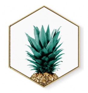 Stockroom Artworks - Hexagon Canvas Wall Art - Hidden Pineapple - More Sizes