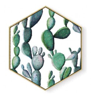 Stockroom Artworks - Hexagon Canvas Wall Art - Cactus Series - More Sizes