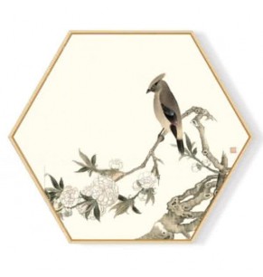 Stockroom Artworks - Hexagon Canvas Wall Art - Vintage Bird - More Sizes