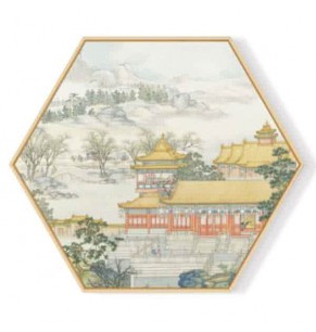 Stockroom Artworks - Hexagon Canvas Wall Art - Chinese Ancient Building - More Sizes