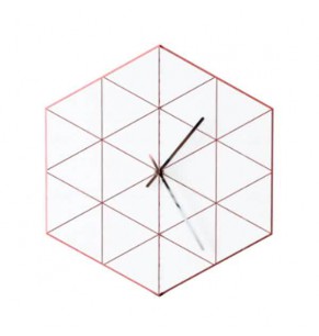 Fermat Hexagon Wall Clock - Red