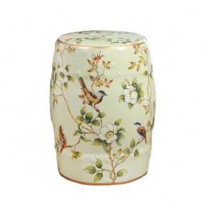 Pagoda Modern Chinese Painting Ceramic Drum Stool