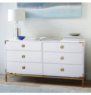 Fabrizio White Dresser with Brass Detail